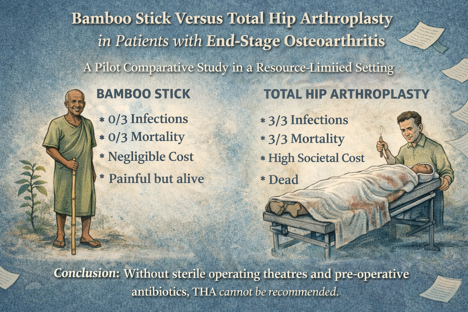 Bamboo Stick Versus Total Hip Arthroplasty in Patients with End-Stage Osteoarthritis